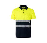 Polo bicolore manica corta alta visibilità Sup NAR/Inf mare, Alto Giallo/Basso Blu navy, 5XL