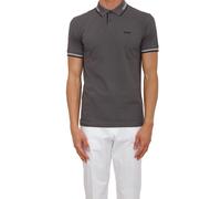 Polo Boss uomo in cotone elasticizzato grigio con profili