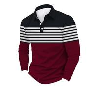 Polo casual a maniche lunghe per uomo autunno cotone velluto a coste da uomo Business Slim Casual manica lunga camicia formale per lavoro vacanze all'aperto passeggiate, Rosso, XXL