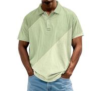 Polo casual da uomo, tinta unita, maglietta casual da uomo con stampa a maniche corte, Henley, per lavoro, vacanze, passeggiate all'aperto, Blu scuro, S