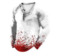 Polo casual da uomo, tinta unita, per primavera, estate e autunno, maniche lunghe, scollo a V, Halloween, casual, comoda, alla moda, per lavoro, vacanze, passeggiate all'aperto, rosa, 6XL