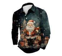 Polo casual da uomo tinta unita T-shirt da uomo primavera autunno inverno Natale stampa 3D confortevole personalità alla moda versatile casual formale camicia con bottoni per lavoro vacanze all'aperto