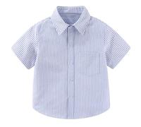Polo da Bambino - Camicia Estiva per Bambini a Righe a Maniche Corte con Bottoni di Grandi Dimensioni e dal Design Fresco Adatta Sia per Occasioni Casual Che Formali (Light Blue 6-7 Years)