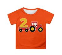 Polo da Bambino - Top per Ragazzi per Avventure Aperta Stile Estivo Casual Comodi ed Elastici Scollo Rotondo Maglietta Stampata per età 2-13 Perfetti per Feste di Compleanno (Orange 6-7 Years)