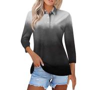 Polo da donna a maniche lunghe, multicolore, da lavoro, da donna, classica, in piqué di cotone tinta unita, con protezione solare UPF 50+, ad asciugatura rapida, traspirante, casual, golf, tennis,