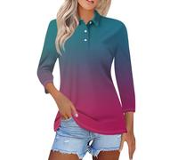 Polo da donna a maniche lunghe, multicolore, da lavoro, da donna, classica, in piqué di cotone tinta unita, con protezione solare UPF 50+, ad asciugatura rapida, traspirante, casual, golf, tennis,