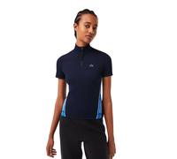 Polo da donna Lacoste con strisce a contrasto e zip, blu navy XXS