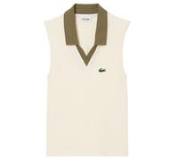 Polo da donna Lacoste Sleeveless Stretch Knit - white/khaki green - Beige (M/L)