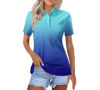 Polo da donna UK a maniche corte da donna in cotone da lavoro con colletto t-shirt a righe camicette abbottonate top ufficio rugby bowling camicia tunica top stampa floreale t-shirt golf tennis top