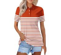 Polo da donna UK a maniche corte da donna in cotone da lavoro con colletto t-shirt con stampa floreale maglietta rugby bowling camicia a righe golf tennis top vestiti tunica top camicette