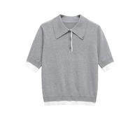 Polo da donna Y2k lavorata a maglia con colletto di giunzione top casual primavera abbigliamento alla moda, Come da immagine, M