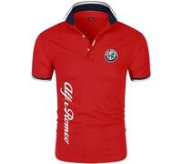 Polo da Golf da Uomo al-Fa Ro.meo Servizio Stampato T-Shirt da Rugby A Maniche Corte T-Shirt A Maniche Corte con Risvolto Polo Sportive T-Shirt da Tennis Top,4XL,Red