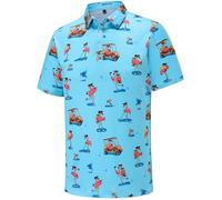 Polo da golf da uomo Camicie da golf divertenti per uomo Performance traspiranti che assorbono l'umidità ad asciugatura rapida Camicie atletiche a maniche corte, L