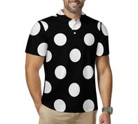 Polo da golf da uomo con motivo a pois grandi magliette ad asciugatura rapida magliette da tennis a maniche corte, Stile:, XL