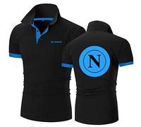 Polo da Golf da Uomo T-Shirt per SSC Napoli T-Shirt da Rugby A Maniche Corte con Risvolto con Stampa Polo Casual Magliette Sportive - Regali per Adolescenti-Black||4XL