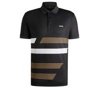 Polo da tennis da uomo BOSS Paddy Tape Print - Nero (XXL)
