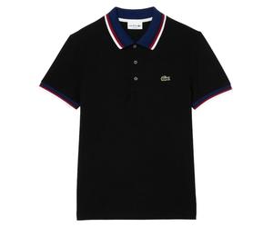 Polo da tennis da uomo Lacoste Regular Fit Stretch Cotton Piqué Contrast Collar - Nero (L)
