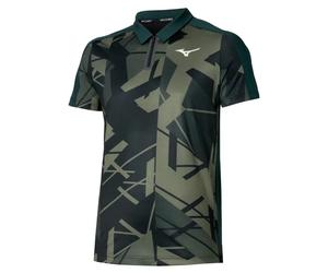Polo da tennis da uomo Mizuno Daybreakers Shadow - black/grape leaf - Verde (XL)