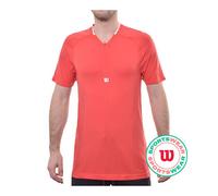 Polo da tennis da uomo Wilson Players Seamless Zip Henley 2.0 - infared - Rosso (XL)