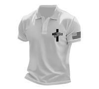Polo da uomo 2026 per il tempo libero Top da uomo alla moda allentata con risvolto stampato in 3D camicia Henley per uomo 2026 Golf Rugby Tennis Tee, bianco, M