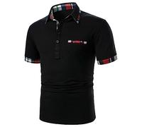 Polo da uomo a maniche corte classica a contrasto di colore regular fit golf tennis sport bottoni camicie casual con colletto scozzese estate tinta unita top t-shirt moda grande e alta taglie forti