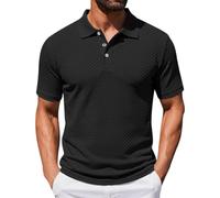 Polo da uomo a maniche corte, colletto rovesciato, polo da lavoro, maglietta basic con bottoni, tinta unita, estiva, per il tempo libero, traspirante, per lo sport, il tempo libero, O nero., XL