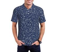 Polo da uomo a maniche corte con bottoni, con stelle luccicanti, cielo notturno, blu navy, da golf, Nero , M
