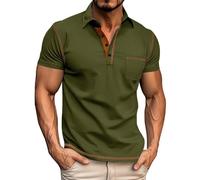 Polo da uomo a maniche corte con cuciture a contrasto tasca sul petto manica Trim vestibilità ampia casual estate retrò stile t-shirt risvolto alla moda classico design alla moda strutturato per il