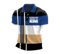 Polo da uomo a maniche corte con stampa Jesus, traspirante, maglietta sportiva, vintage, palestra, golf, tennis, sportiva, slim fit, top largo, top, P blu., XL