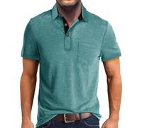 Polo da uomo a maniche corte da lavoro, da golf, con tasca, traspirante, estiva, classica, con bottoni, per lavoro, casual, sport, vestibilità regolare, S-3XL, Verde menta, L