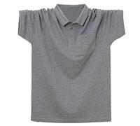 Polo da uomo a maniche corte in cotone, camicia da lavoro con tasca, maglietta da lavoro per tutti i giorni, maglietta elasticizzata con bottoni da golf, Polo Grigio per Uomo, 6XL