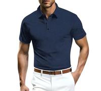 Polo da uomo a maniche corte in seta di ghiaccio - polo da golf, fresca e traspirante, tinta unita, semplice polo formale da lavoro, polo casual con risvolto per ogni occasione, Marina Militare, 3XL