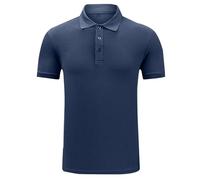 Polo da uomo a maniche corte, leggera, traspirante, a maglia, classica, comoda, con colletto rovesciato, traspirante, traspirante, da golf, estiva, casual, per lo sport, Blu scuro, L