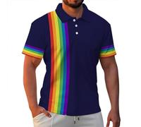 Polo da uomo a maniche corte Lgbt stampata arcobaleno a righe polo uomo gay Pride Month Colore Neon Camicia Colorata T Shirt Sport Casual Ete T-shirt da Lavoro T-shirt Lgbtq Tshirt Top Tunica, #01