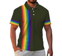 Polo da Uomo a Maniche Corte LGBT Stampata Arcobaleno a Righe Polo Uomo Gay Pride Month Colore Neon Camicia Colorata T Shirt Sport Casual Ete T-Shirt da Lavoro T-Shirt LGBTQ Tshirt Top Tunica
