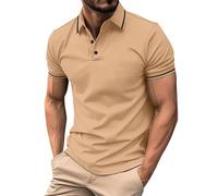 Polo da uomo a maniche corte, maglietta da uomo con bottoni, maglietta da golf a coste, classica, vestibilità normale, a maniche corte, in cotone, traspirante, da golf, leggera, casual, maglietta