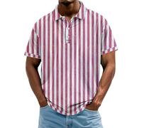Polo da uomo a maniche corte Tee Top da uomo casual in piumino camicie stampate a maniche corte Henley Tees per lavoro vacanze all'aperto passeggiate, rosa, S