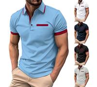 Polo da uomo a maniche corte, vestibilità regolare, maglietta da golf con colletto con bottoni, top classico, elegante maglietta di base, Z01-White Polo Uomo, S