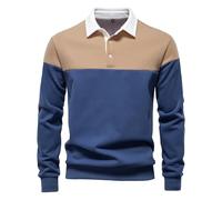 Polo da uomo a maniche lunghe, a maniche lunghe con colletto, da uomo, sportiva, traspirante, slim fit, polo da golf, leggera, morbida, con bottoni, comoda felpa da lavoro, beige., xxl