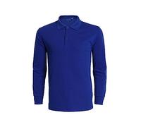 Polo da uomo a maniche lunghe ad asciugatura rapida Top da corsa 2 Boutons polo da golf traspirante leggera camicie da lavoro tinta unita casual pullover top, Blu, XXL
