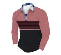 Polo da uomo a maniche lunghe da uomo in velluto a coste di cotone autunnale Business Slim Casual a maniche lunghe camicia formale per lavoro, lavoro, vacanze, passeggiate all'aperto, rosa, 3XL
