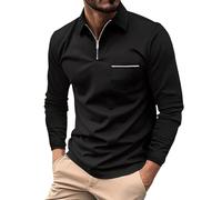 Polo da uomo a maniche lunghe, da uomo, leggera, con colletto casual, da lavoro, a maniche lunghe, da uomo, regolare, tattica, traspirante, classica, O nero., L