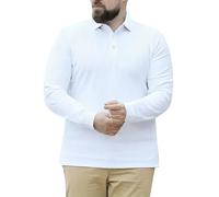 Polo da uomo a maniche lunghe, in cotone, con bottoni, camicia da lavoro con colletto alla moda pullover top vestiti autunnali, Bianco Manica Lunga Polo Per Uomo, L