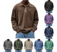 Polo da uomo a maniche lunghe, leggera, a maniche lunghe, per attività all'aperto, casual, con tasca, Henley Shirt a maniche lunghe, da uomo, senza cappuccio, festival, Lilla, M