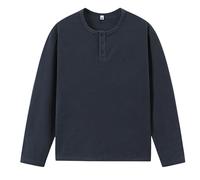 Polo da uomo a maniche lunghe, maglietta Henley in tinta unita, elasticizzata, vestibilità stretta, traspirante, per il tempo libero, per il lavoro, grigio scuro, XXL