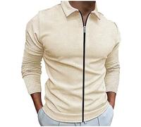 Polo da uomo a maniche lunghe polo da golf da uomo con colletto con cerniera camicie eleganti in tinta unita versatile camicia sportiva top vestibilità ampia camicette casual semplici camicette da