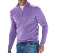 Polo da uomo a maniche lunghe T-shirt da uomo autunno e inverno a maniche lunghe scollo a V cerniera casual tinta unita top per lavoro vacanze all'aperto passeggiate, Pp2., L