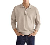 Polo da uomo a maniche lunghe, tinta unita, alla moda, casual, semplice, tinta unita, in velluto, a maniche lunghe, per lavoro, vacanze, passeggiate all'aperto, Kh1., 3XL