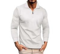 Polo da uomo a maniche lunghe, tinta unita, con scritta "I Can't But I Know A Guy" stampata a maniche corte per lavoro, vacanze, passeggiate all'aperto, bianco, XL