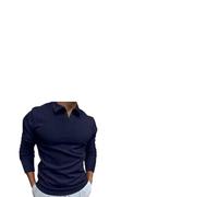 Polo da uomo a maniche lunghe, tinta unita, maglietta casual da uomo, in tessuto a righe, con scollo a V, colletto rovesciato, maniche lunghe, top formale per lavoro, vacanze, passeggiate all'aperto